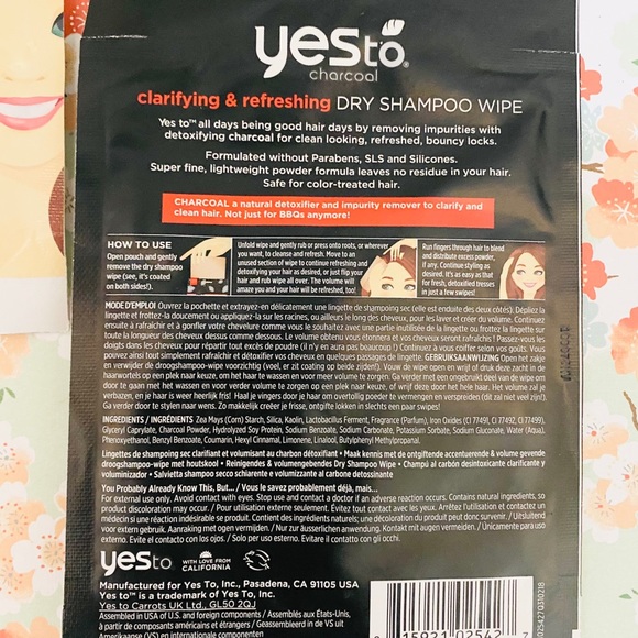 Yes To Charcoal Detoxifying Dry Shampoo Wipe - Picture 4 of 4
